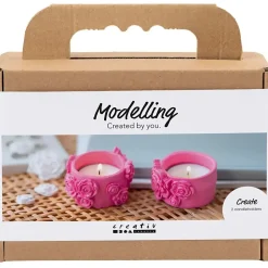 Mini DIY Kit Modellering | Fyrfadsstager, pink | 1 pk.