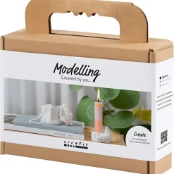 Mini DIY Kit Modellering | Lysestager med konkylier, off white | 1 pk.