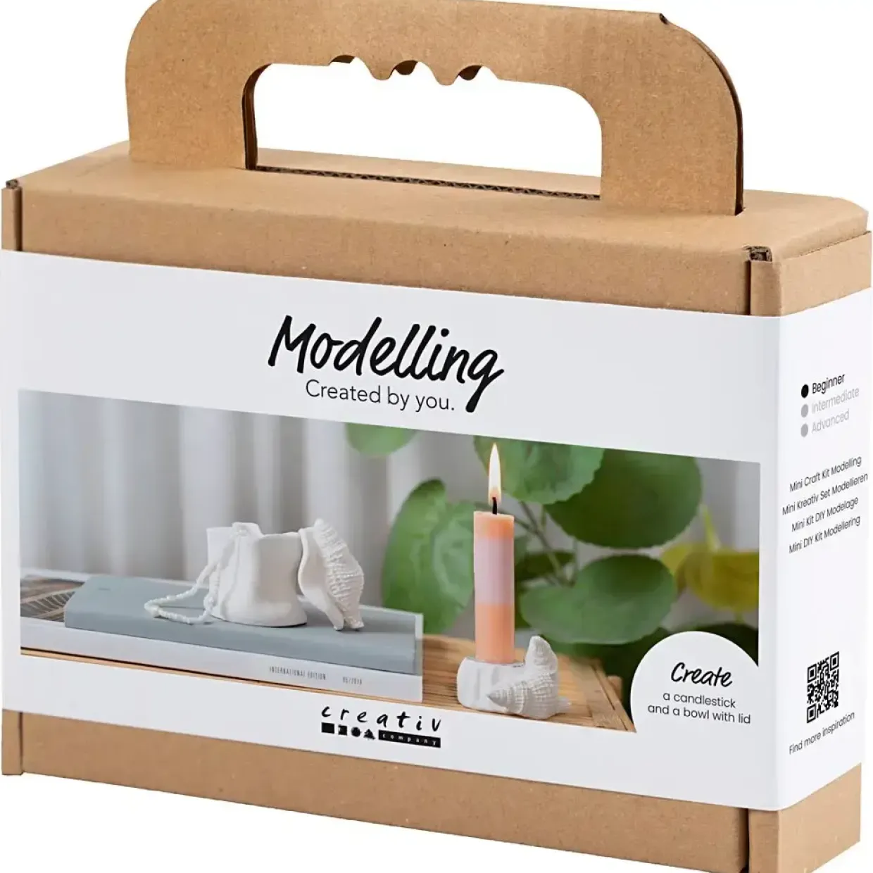Mini DIY Kit Modellering | Lysestager med konkylier, off white | 1 pk.