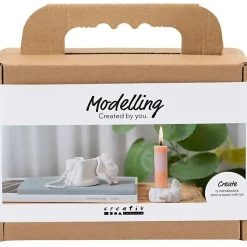 Mini DIY Kit Modellering | Lysestager med konkylier, off white | 1 pk.
