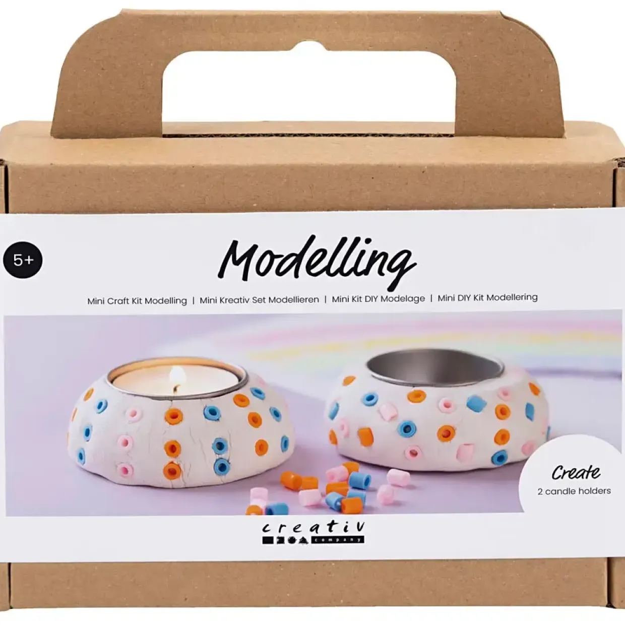 Mini DIY Kit Modellering, Lysestager, hvid
