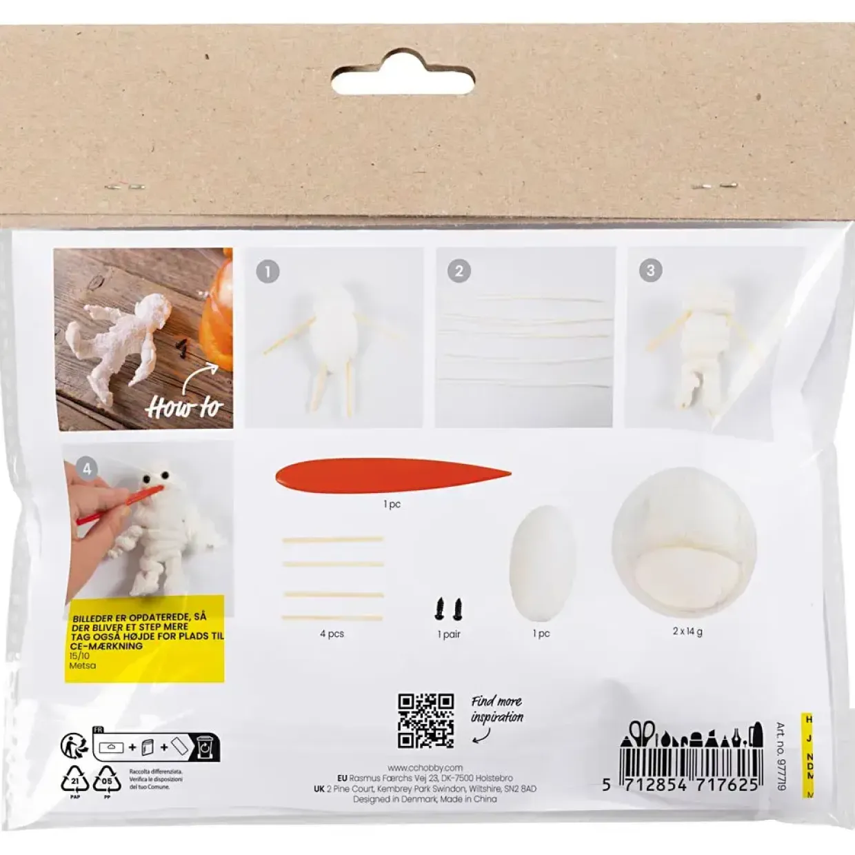 Mini DIY Kit Modellering, Mumie, hvid