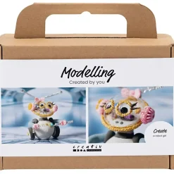 Mini DIY Kit Modellering, Robotpige, grå, pink - 1 pk
