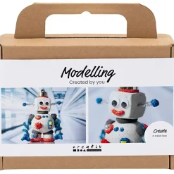 Mini DIY Kit Modellering, Robotdreng, blå, grå, rød - 1 pk