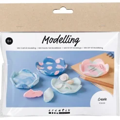 Mini DIY Kit Modellering, Skåle, pastelblå, lys pink