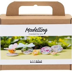 Mini DIY Kit Modellering, Sten med insekt, grå, lys pink, lys turkis - 1 pk
