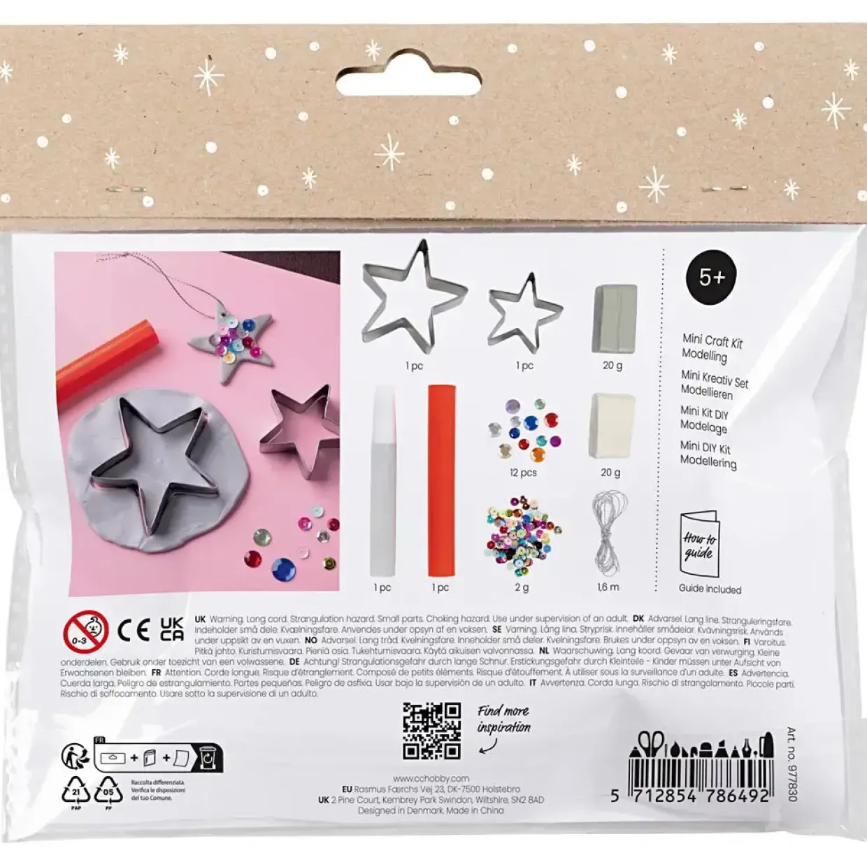 Mini DIY Kit Modellering, Stjerner, sølv, hvid, 1 pk.