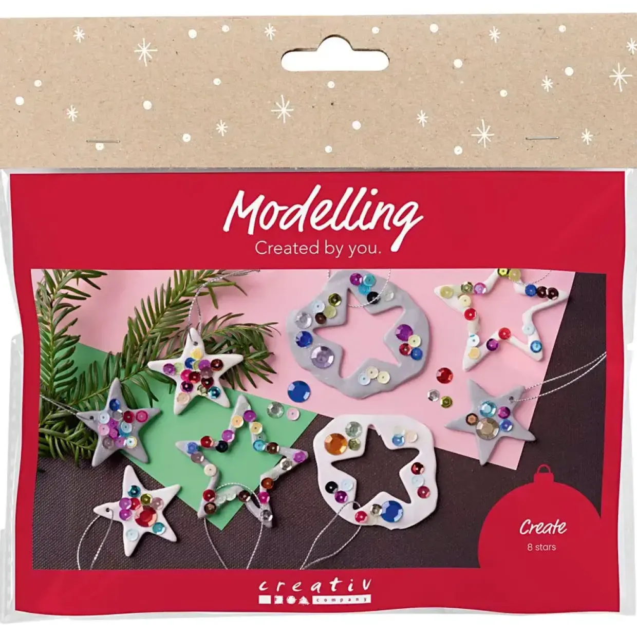 Mini DIY Kit Modellering, Stjerner, sølv, hvid, 1 pk.
