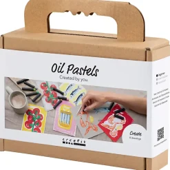 Mini DIY Kit Oliepastel | Fisk og skaldyr, grå, hvid | 1 pk.