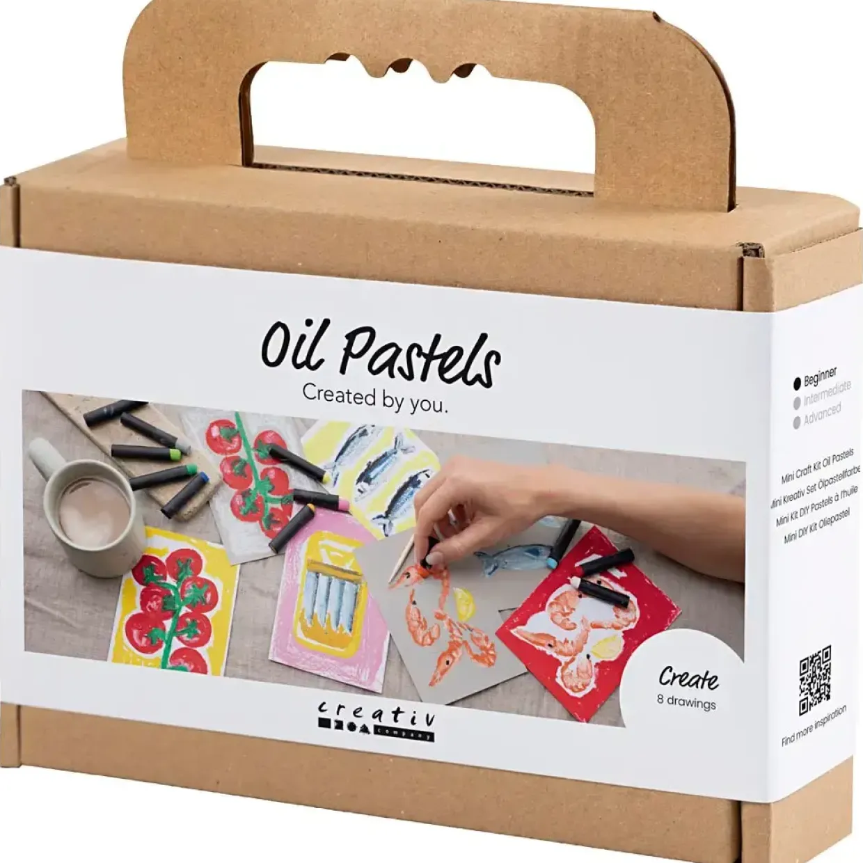 Mini DIY Kit Oliepastel | Fisk og skaldyr, grå, hvid | 1 pk.