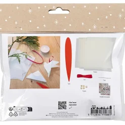 Mini DIY Kit Origami, Duer/stjerner, mørk rød, råhvid