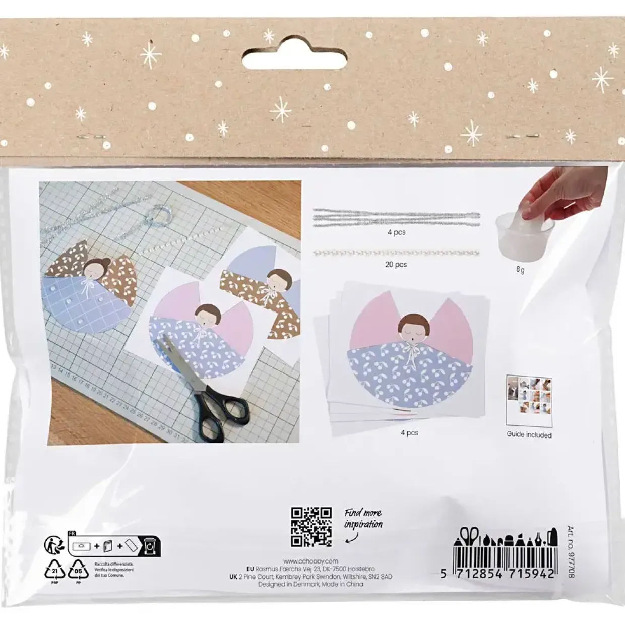 Mini DIY Kit Papirpynt, Engle, ass. farver
