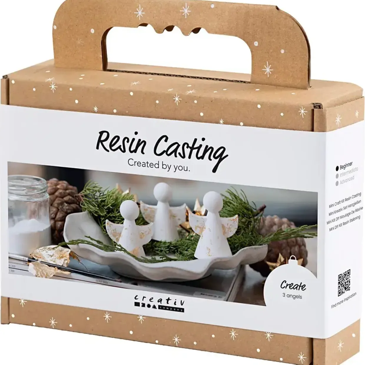 Mini DIY Kit Resin Støbning, Engle, guld metal, hvid, 1 pk.