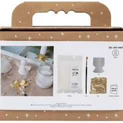 Mini DIY Kit Resin Støbning, Engle, guld metal, hvid, 1 pk.
