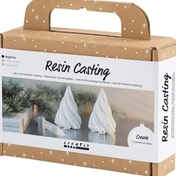 Mini DIY Kit Resin Støbning, Juletræer, hvid