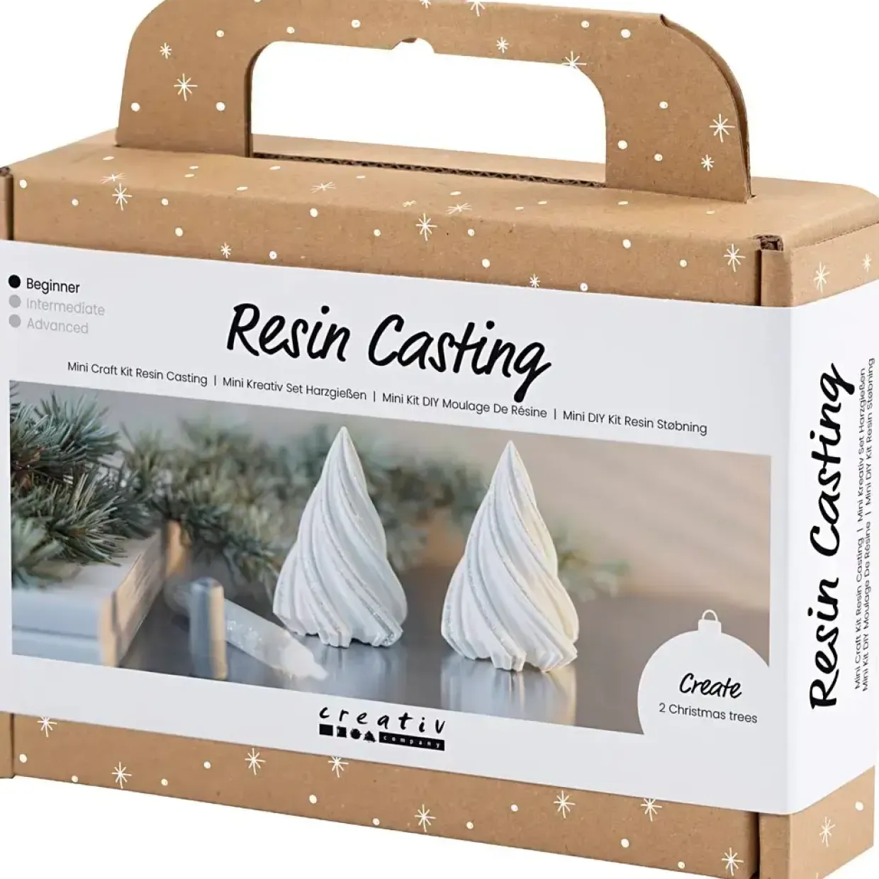 Mini DIY Kit Resin Støbning, Juletræer, hvid