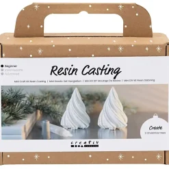 Mini DIY Kit Resin Støbning, Juletræer, hvid
