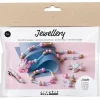 Mini DIY Kit Smykker, Halskæde, armbånd, spænder, broche, blå, lys blå, pastelpink