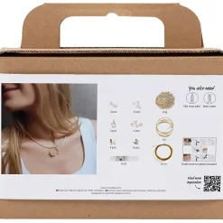 Mini DIY Kit Smykker, Halskæde med wirevedhæng, forgyldt