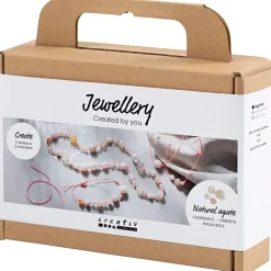 Mini DIY Kit Smykker, Halskæde og armbånd m. perler, pink - 1 pk