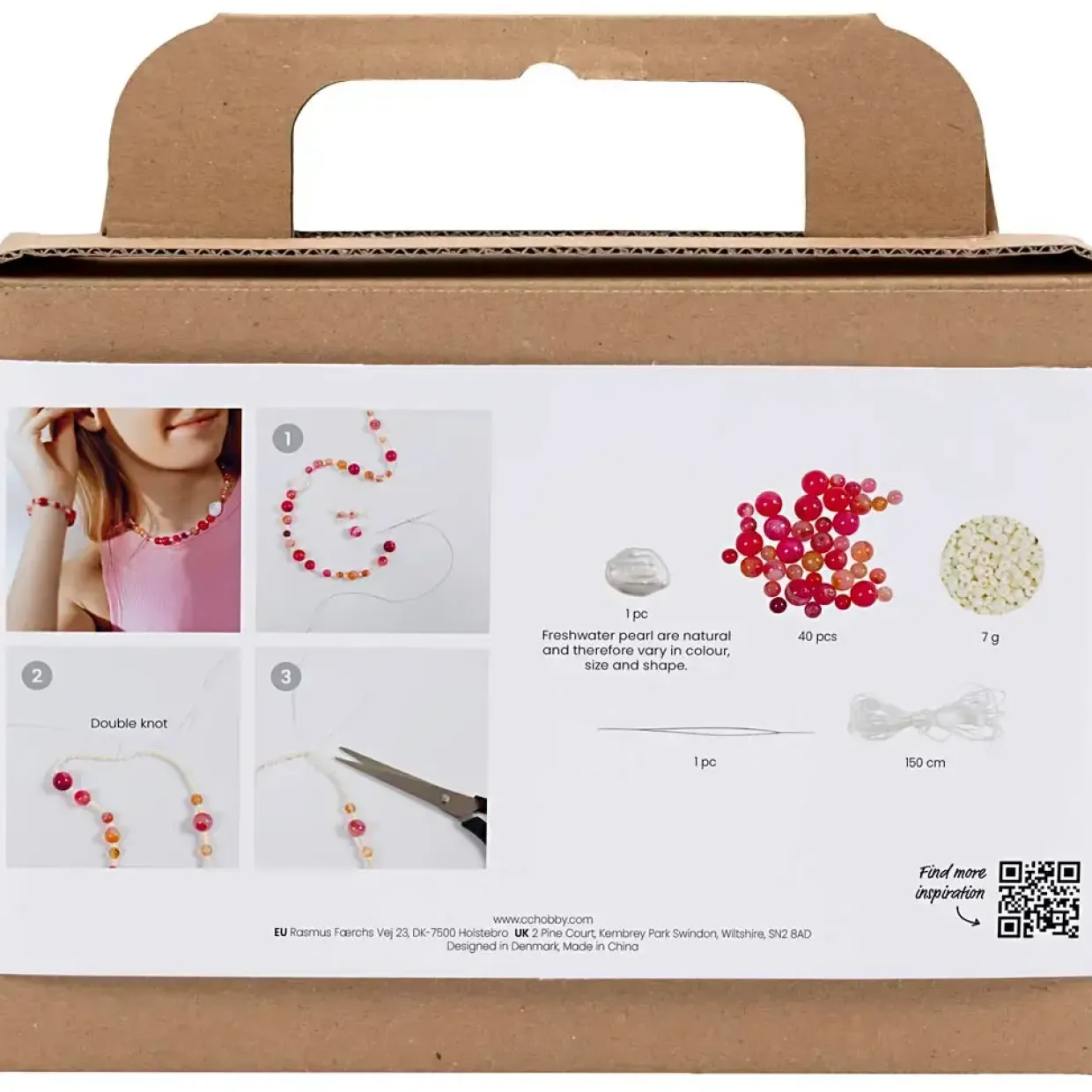 Mini DIY Kit Smykker, Halskæde og armbånd, pink - 1 pk