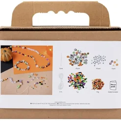 Mini DIY Kit Smykker, Halskæder og armbånd, halloweenfarver, 1 pk.