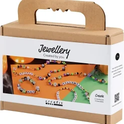 Mini DIY Kit Smykker, Halskæder og armbånd, halloweenfarver, 1 pk.