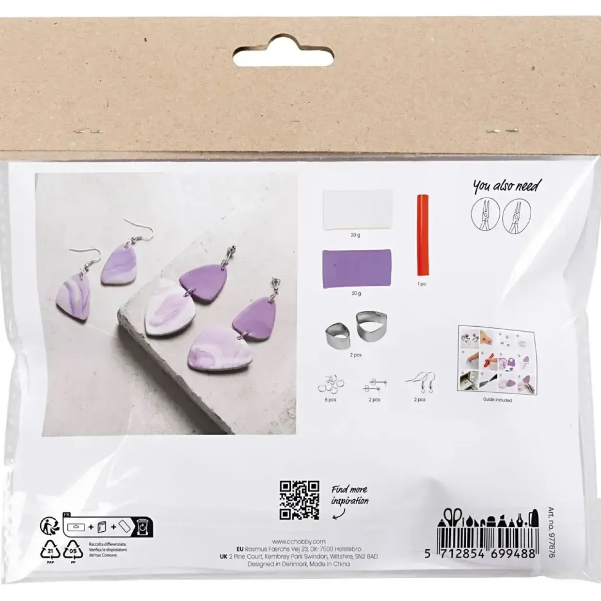 Mini DIY Kit Smykker Marmorerede øreringe lys lilla