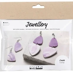 Mini DIY Kit Smykker Marmorerede øreringe lys lilla