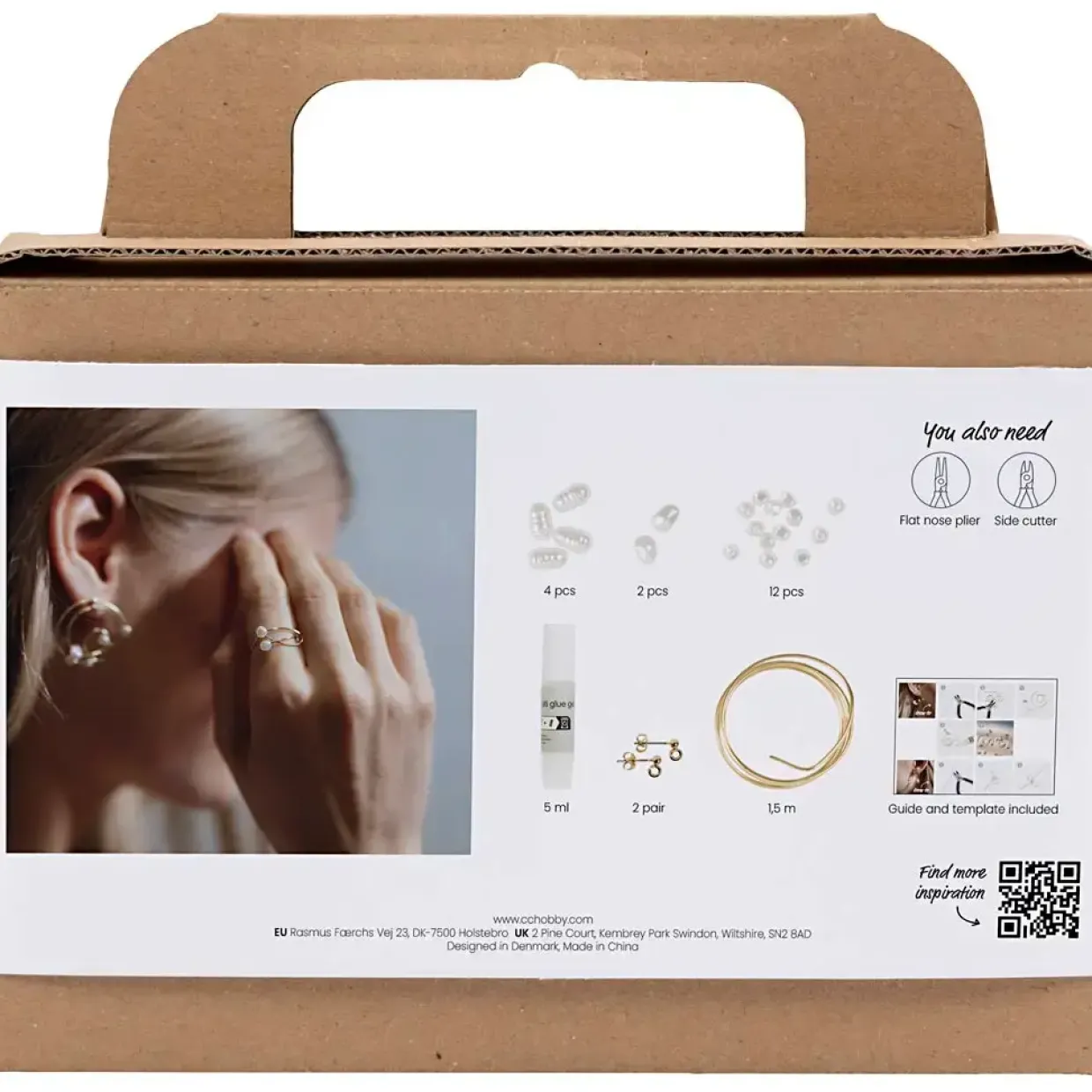 Mini DIY Kit Smykker, Øreringe med wire, forgyldt