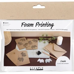 Mini DIY Kit - Stempeltryk Kort med duer - Beige - Nok til 3 kort