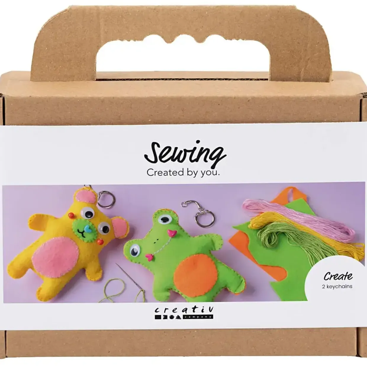 Mini DIY Kit Syning, Frø og bamse, ass. farver, 1 pk.