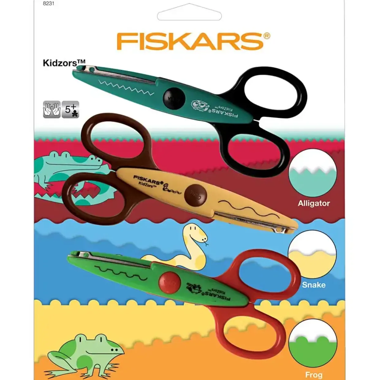 Mønstersakse Kidzors+ | krokodille slange og frø