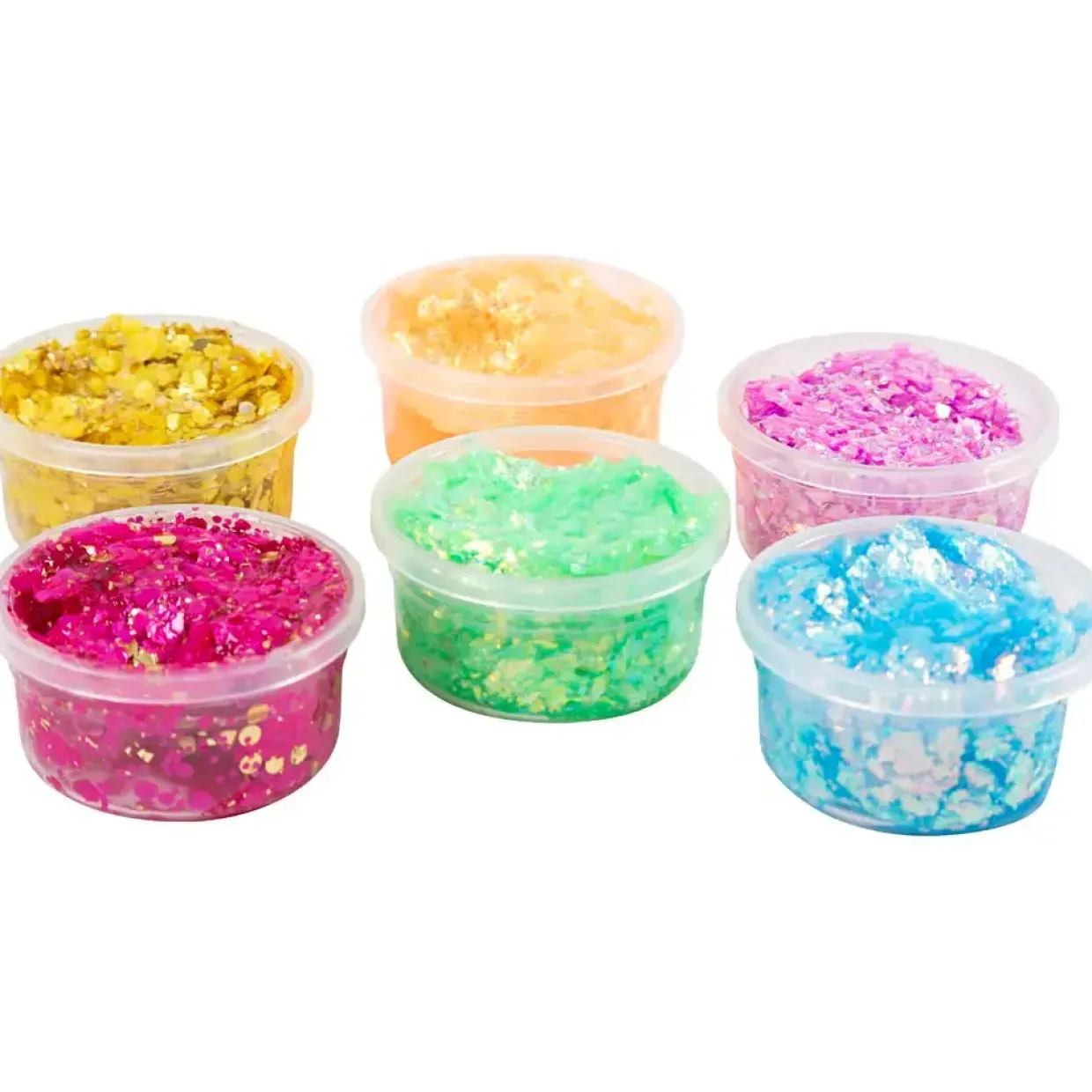 Modelleringsmasse - Glitter Clay - Transparent med glimmer - Ass. farver 6x20 ml