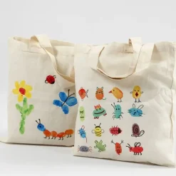 Mulepose i 100% bomuld med hank - 27,5 x 30 cm - 5 stk