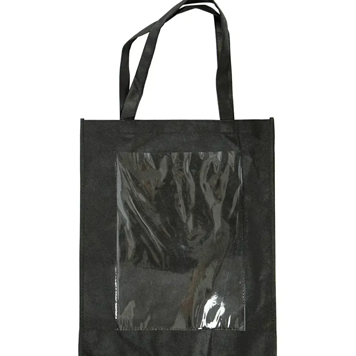 Mulepose med plastfront - Sort 42 x 34 x 12 cm - 1 stk