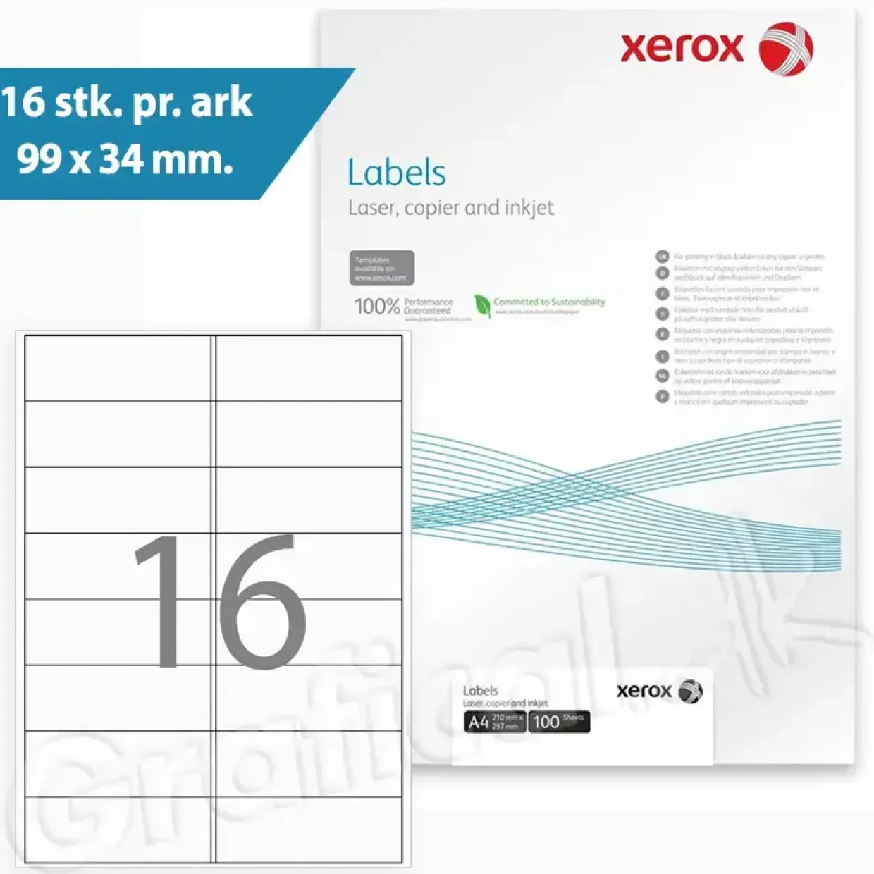 Multietiketter - Xerox 003R96296 - 99x34 mm - 100 ark