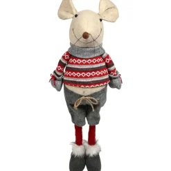 Mus, 72cm, polyester, rød/grå, med teleskopben - 2 stk