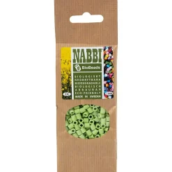NABBI BioBeads rørperler str. 5x5 mm hulstr. 2,5 mm medium pastel grøn 1000 stk