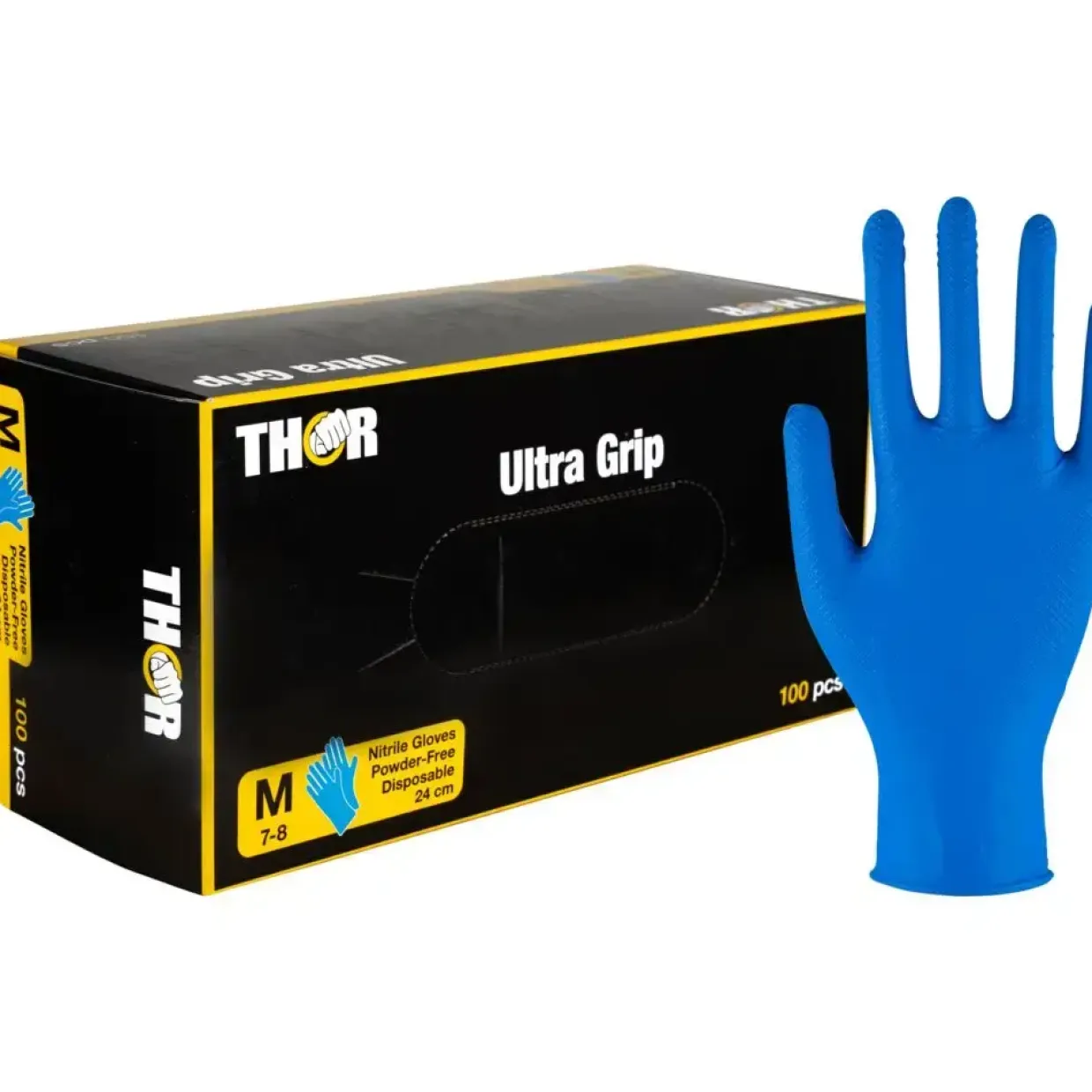 Nitril engangshandsker THOR Ultra Grip M mørkeblå fish scale textureret pudderfri - 1000 stk