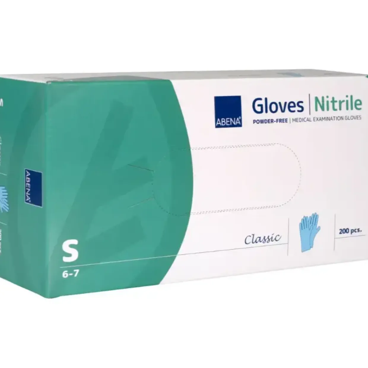 Nitrilhandkser, ABENA Classic, S, blå, nitril, pudderfri - 200 stk