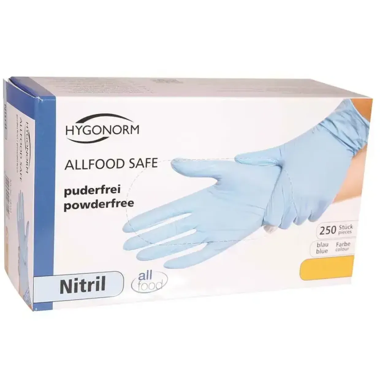 Nitrilhandske Allfood Safe S blå pudderfri 26164 250stk/pak - 10 stk