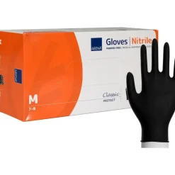 Nitrilhandsker - ABENA Classic Protect Sort Str. M Pudderfri - 200 stk
