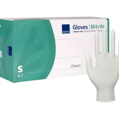 Nitrilhandsker - Abena Classic S - Pudderfri - Hvid - 200 stk. æske