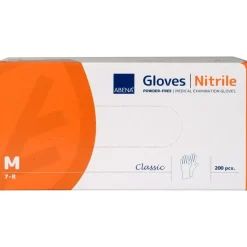 Nitrilhandsker - ABENA Classic - M - Hvid - Pudderfri - 200 stk. æske
