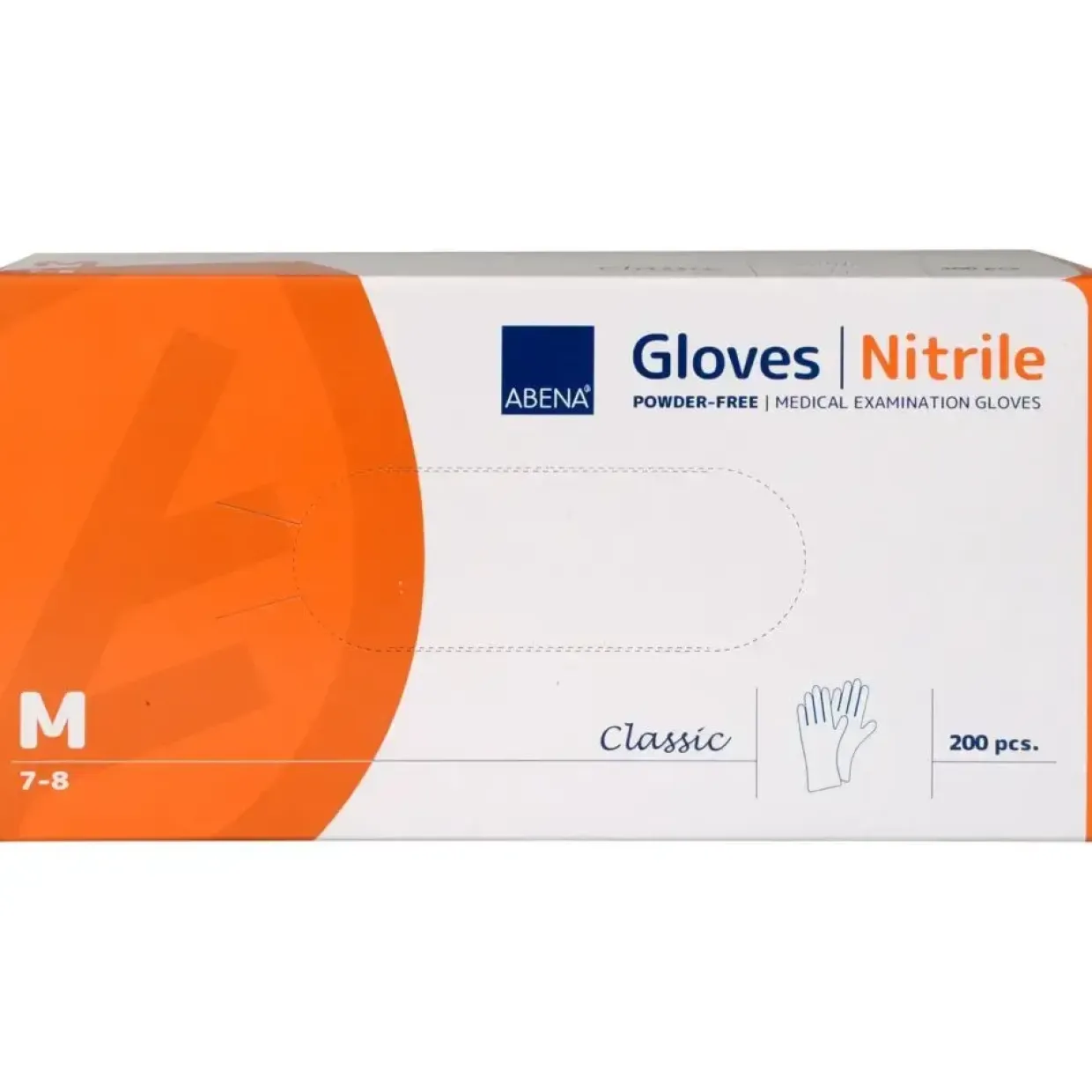 Nitrilhandsker - ABENA Classic - M - Hvid - Pudderfri - 200 stk. æske
