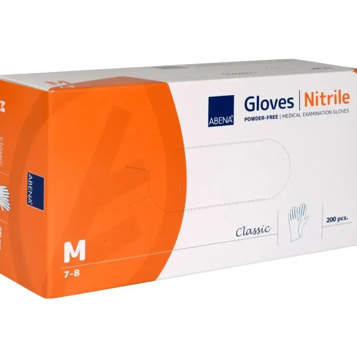 Nitrilhandsker - ABENA Classic - M - Hvid - Pudderfri - 200 stk. æske