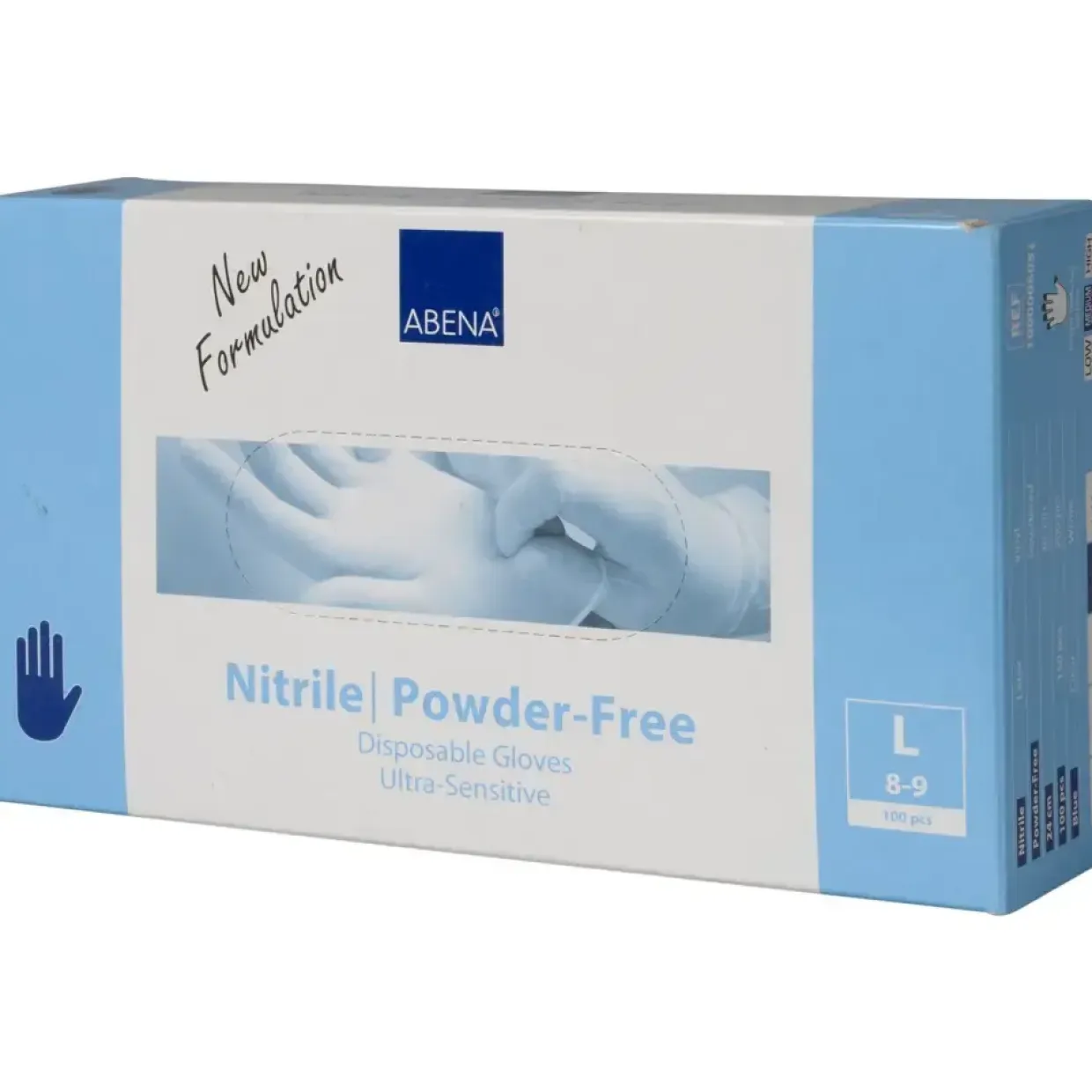 Nitrilhandsker, blå, ABENA Ultra sensitive L pudderfri - 100 stk