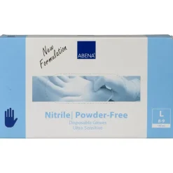 Nitrilhandsker, blå, ABENA Ultra sensitive L pudderfri - 100 stk