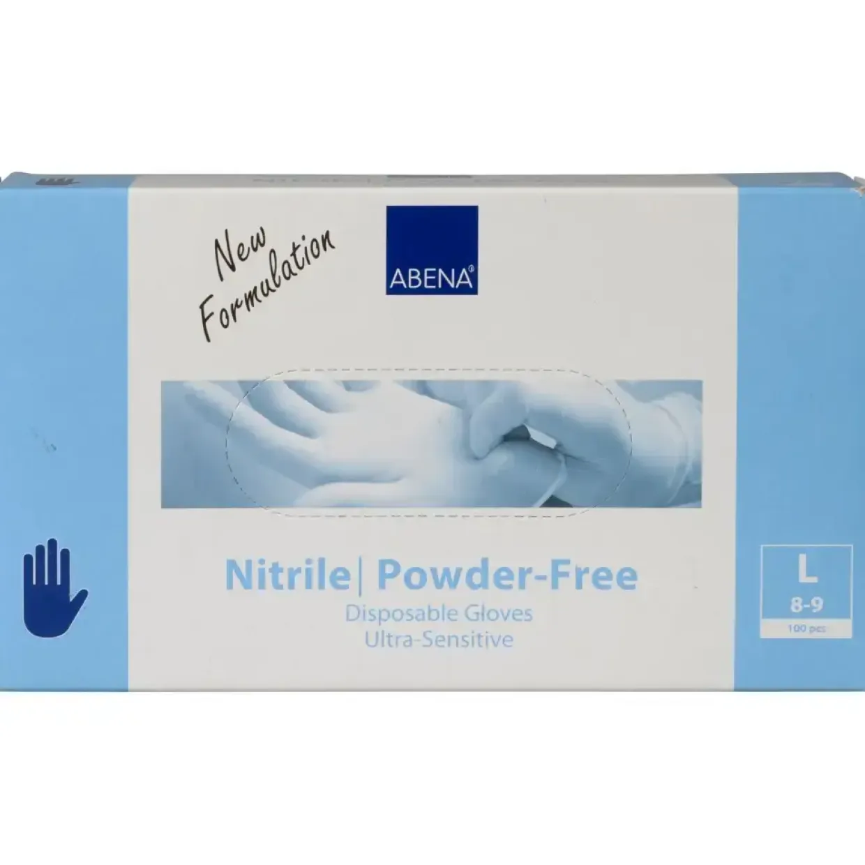 Nitrilhandsker, blå, ABENA Ultra sensitive L pudderfri - 100 stk
